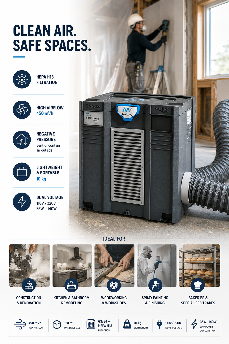 DUST BLOCKER 450 - Air Scrubber 450m3/h Air Flow
