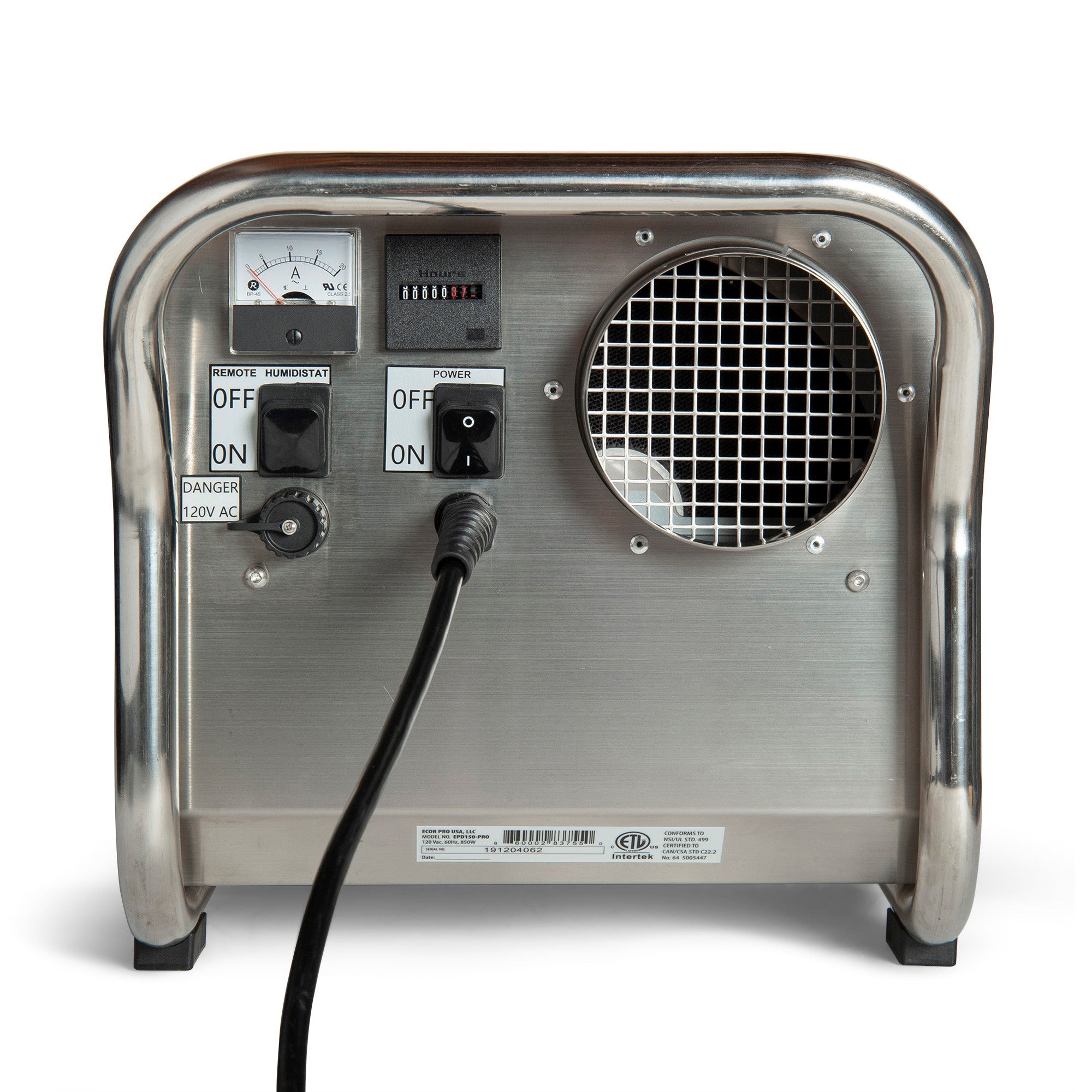 ECOR DRY DH2500 INOX - DryFan 35L Stainless Steel Desiccant Dehumidifier